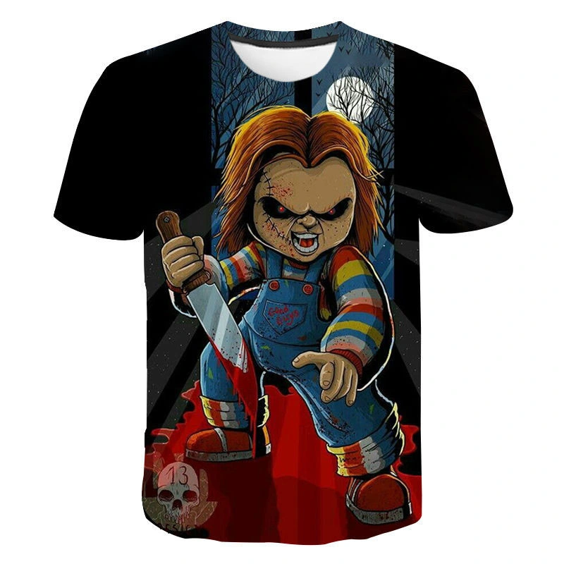 Halloween Cross Border Foreign Trade E-Commerce Men′ S Digital Printing T-Shirt Adult Youth Men′ S Short Sleeve T-Shirt