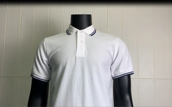 Polo da golf da uomo in cotone tinta unita bianco bianco nero con ricamo logo personalizzato