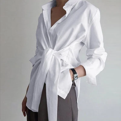 Vendita all'ingrosso ultimo design moda top camicetta donna nuovo modello camicie top con cravatta frontale
