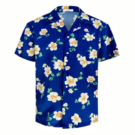 Camicia sportiva estiva da spiaggia da uomo, camicie da vacanza casual con stampa hawaiana
