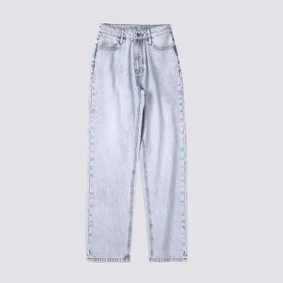 Pantaloni in denim Pantaloni da donna in denim a gamba dritta a vita alta Pantaloni alti casual da donna blu Vendita calda